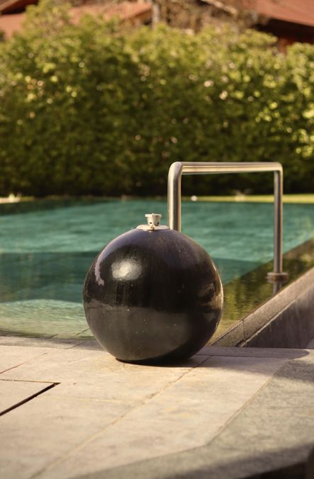 Water feature at the infinity pool at Hotel Anderlahn