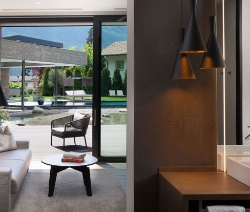 Suite con zona giorno e vista sulla terrazza all'Hotel Anderlahn