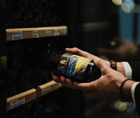 Bottle in the wine cellar