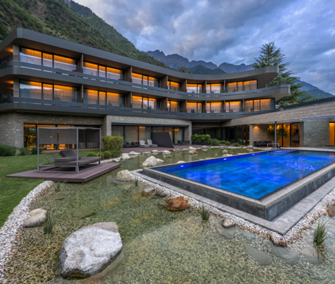 Hotel Anderlahn with pool at evening